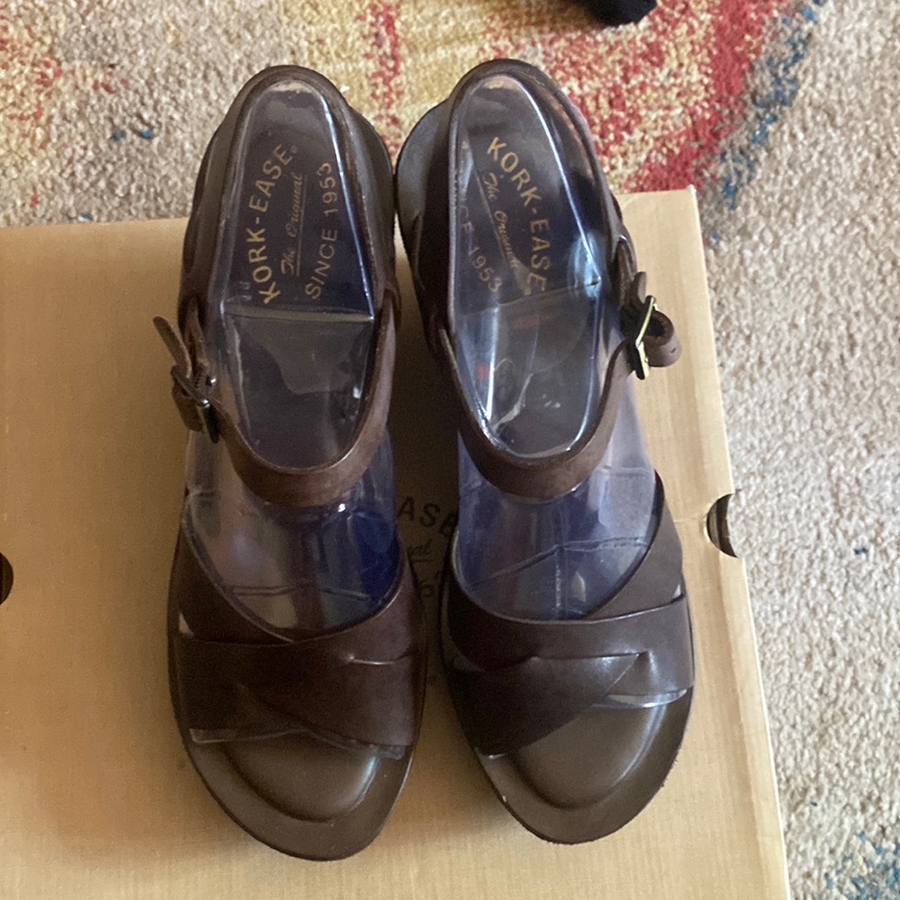 KORK EASE Bette Dark Brown Leather and Suede Sandal